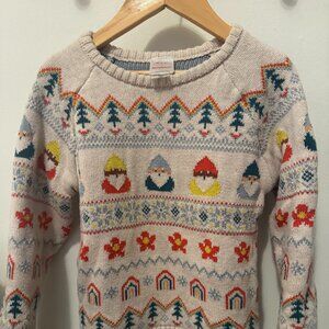Hanna Anderson Rainbow Gnomes Holiday Fair Isle Sweater Size 4
